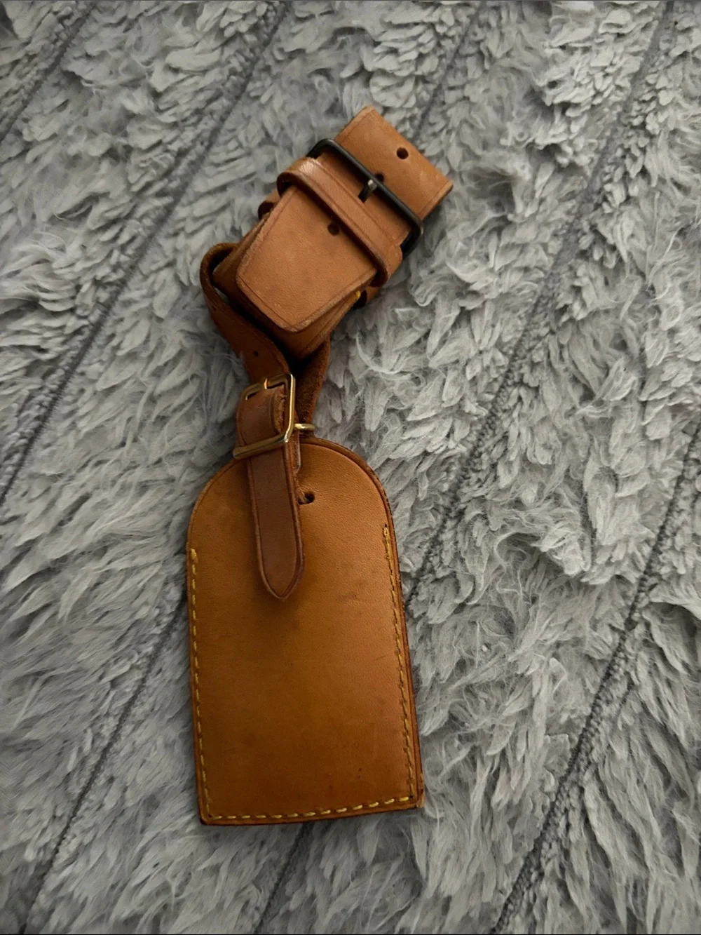 Louis Vuitton Brown Leather Luggage Tag with Strap